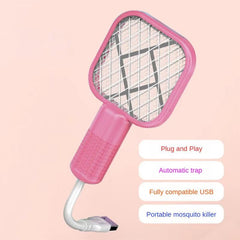 3-in-1 Rechargeable Electric Mosquito Killer Racket - UV Light & Wall Mounted (Machharon Se Mukammal Nijaat)
